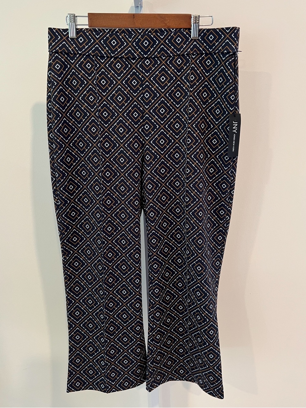 NWT Jones New York Black Diamond Geometric Print Pull On Ankle Pant Womens Sz XL